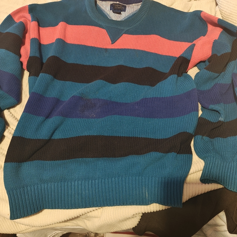 The Cambridge Satchel Company Men's Striped Sweater - Blue, Pink, Black